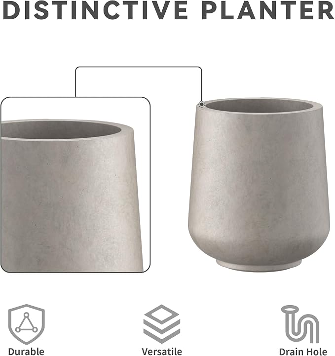 Kante 15.3"+11.6"+8.2" Dia Round Concrete Planter, Large Outdoor Indoor Planter - Image 3