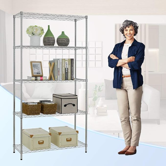 BestOffice | 5-Tier Wire Storage Shelves | 36x14x72 | Chrome | - Image 4