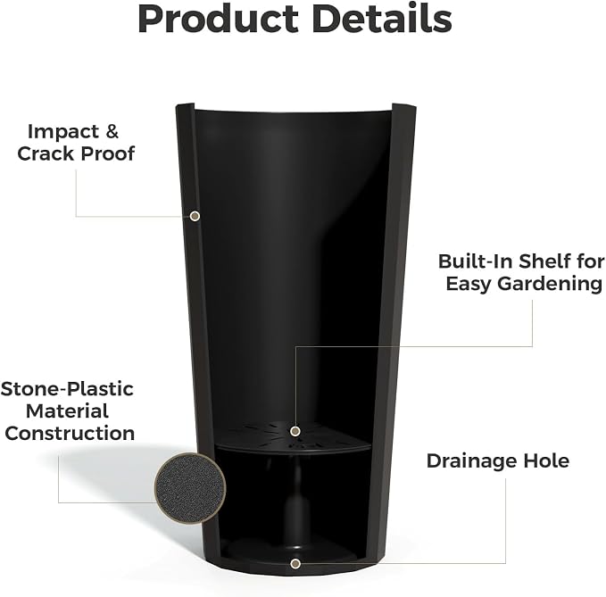 23.6" H Tall Planters for Outdoor Plants, 2 Pack Large Outdoor Planters for - Image 4