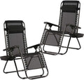 FDW Zero Gravity Chairs Set of 2 Black Lounge Patio Chairs Outdoor Yard Beach by FDW