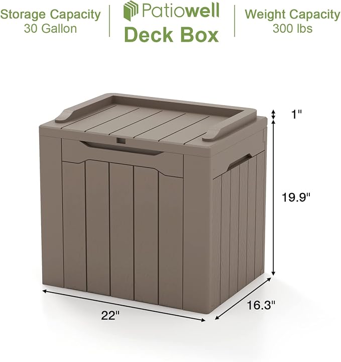 Patiowell 30 Gallon Resin Deck Box, Outdoor Storage Box - Image 6