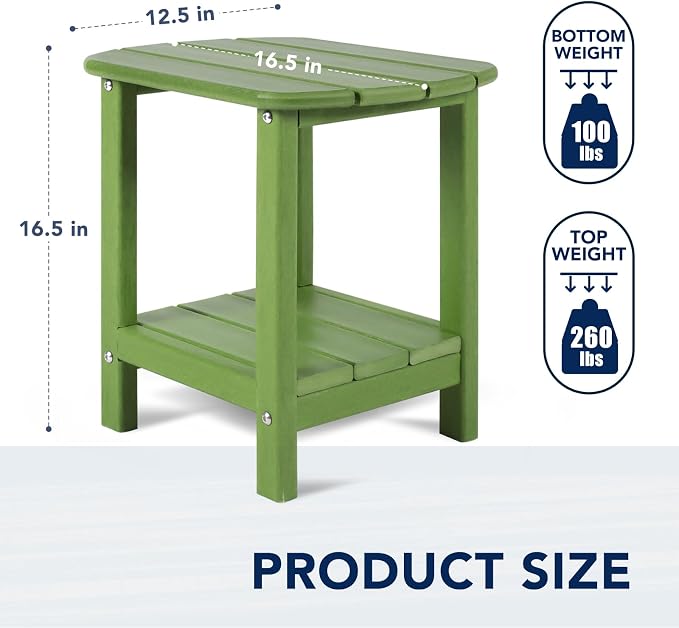 Nalone Adirondack Side Table, 16.5" Outdoor End Table, HDPE Plastic, Small - Image 3