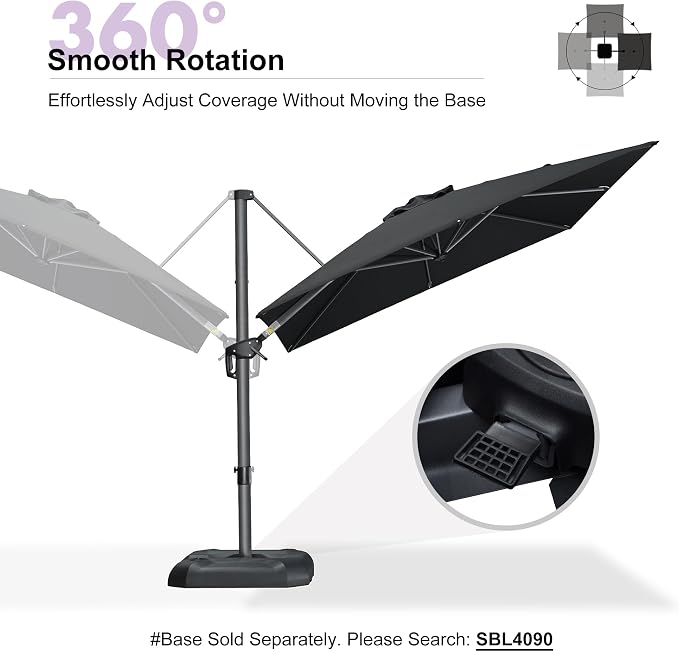 PURPLE LEAF 8 Feet Patio Umbrella Outdoor Cantilever Square Umbrella Aluminum - Image 6