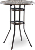 Outdoor Bar Height Table, 31.5" Round Cast Aluminum Patio Pub Table by Attliahome