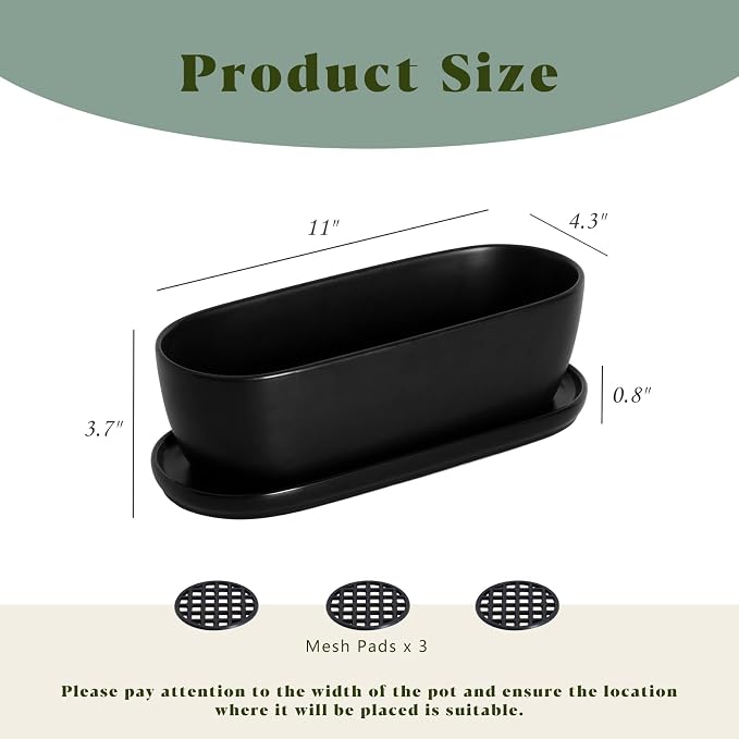 E-liu Oval Ceramic Planter Pot - Image 2