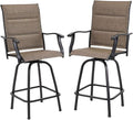 PHI VILLA Outdoor Swivel Bar Stools Set of 2, High Top Patio Chairs by PHIVILLAThepioneerofcomfortablehouseholdsupplies