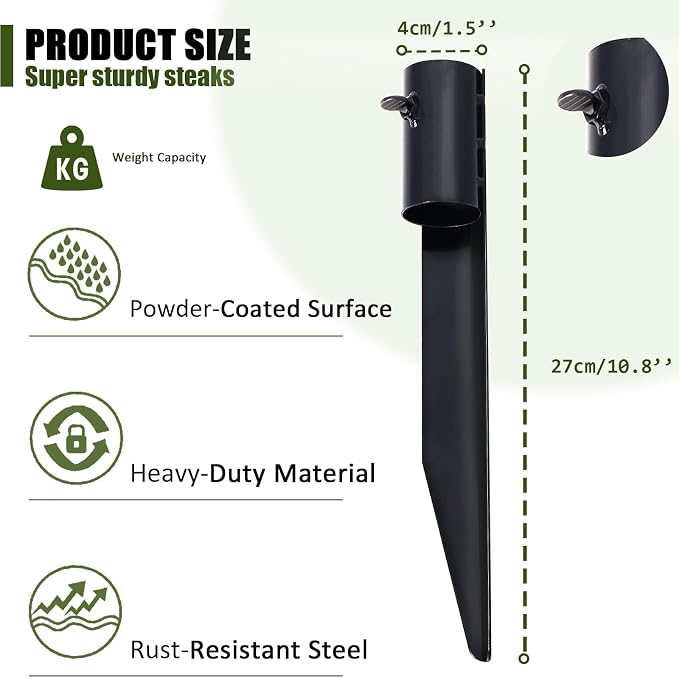Steel Torch Stakes for Tiki Torches, Freestanding Poles and Solar Lights - Image 2