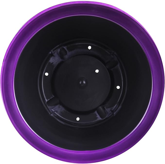 Garden Elements Indoor/Outdoor Glazed Brushed Happy Plastic Planter, Dark Purple - Image 4
