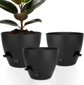 Self-Watering Plant Pots with Water Level Indicator, Drainage Holes & Saucers – by QRRICA