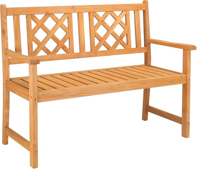 Outvita Wooden Garden Bench, Outdoor Wood Patio Bench, Rustic Two Person by Outvita