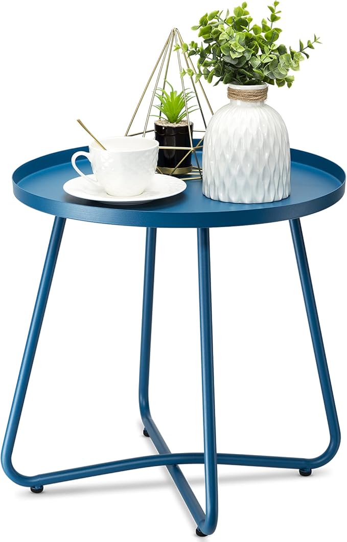 danpinera Outdoor Side Tables, Weather Resistant Steel Patio Side Table by danpinera