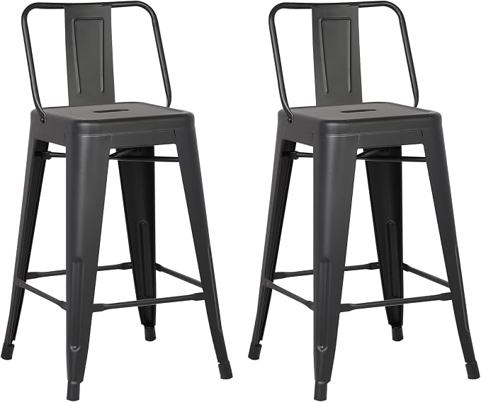 AC Pacific 24” Metal Barstool Set of 2 – Country Rustic Style by ACPacific