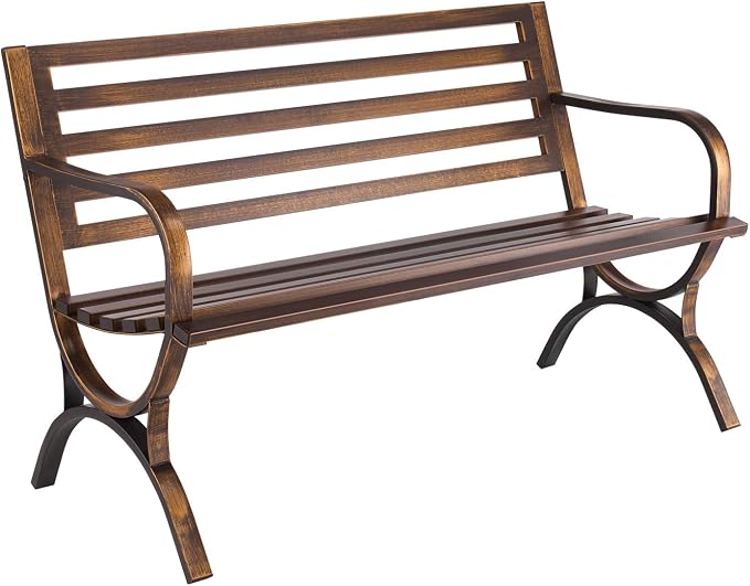 VEVOR Outdoor Bench, 50 inch, Carbon Steel Metal Frame by VEVOR