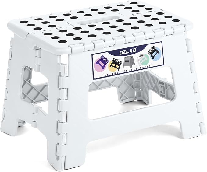 Delxo 9 Inch Folding Step Stool, Portable Collapsible Step Stool by Delxo