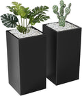 Metal Large Planter Box 15" L x 15" W x 30" H 2 Pack, Heavy Duty Tall Rectangle by Baotree