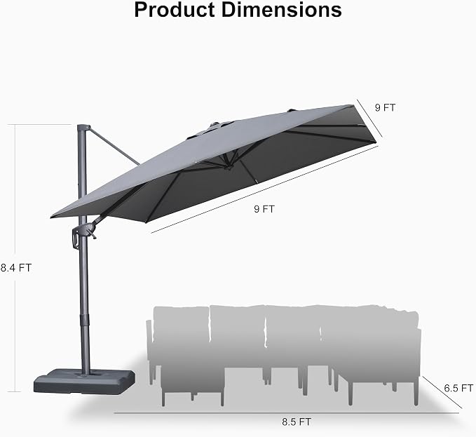 PURPLE LEAF 9 FT Cantilever Patio Umbrella - Image 9