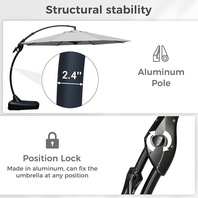 Grand patio 12 FT Sunbrella Cantilever Umbrella - Image 6