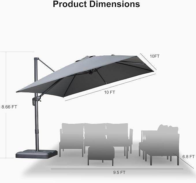 PURPLE LEAF 10 FT Cantilever Patio Umbrella - Image 9