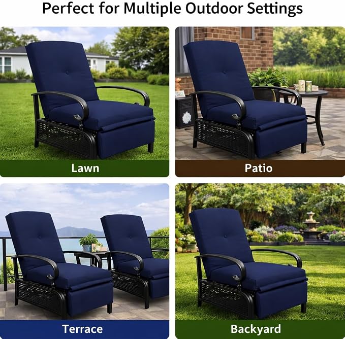 Kozyard Adjustable Outdoor Reclining Lounge Chair, Cushioned Patio Chaise Lounge - Image 7
