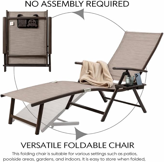 Kozyard Aluminum Outdoor Chaise Lounge Chair, Adjustable Reclining Patio Lounge - Image 6
