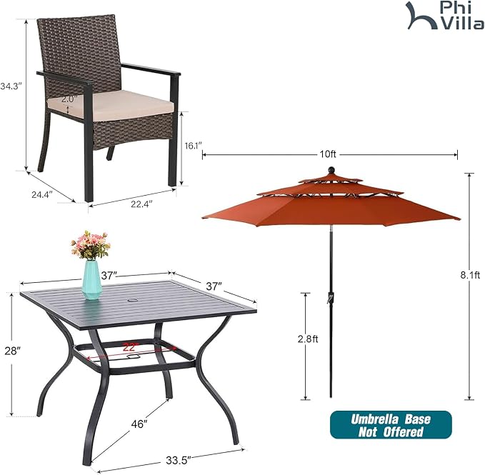 PHI VILLA 5 Pieces Outdoor Dining Set - Image 9