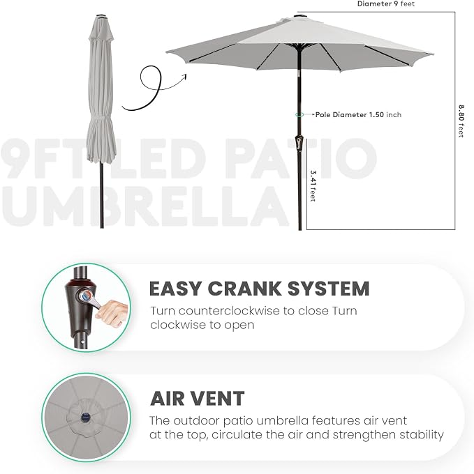 JEAREY 9FT Outdoor Patio Umbrella - Image 3
