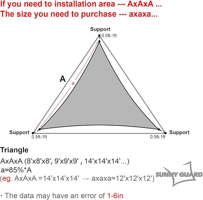 SUNNY GUARD Custom Size 14'x16'x16' Butter Cream Sun Shade Sail Triangle UV - Image 2