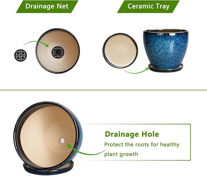 10 Inch Ceramic Planter Pot Round Plant Pot - Image 6