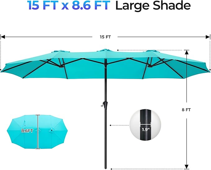SUPERJARE 15FT Outdoor Umbrella - Image 7