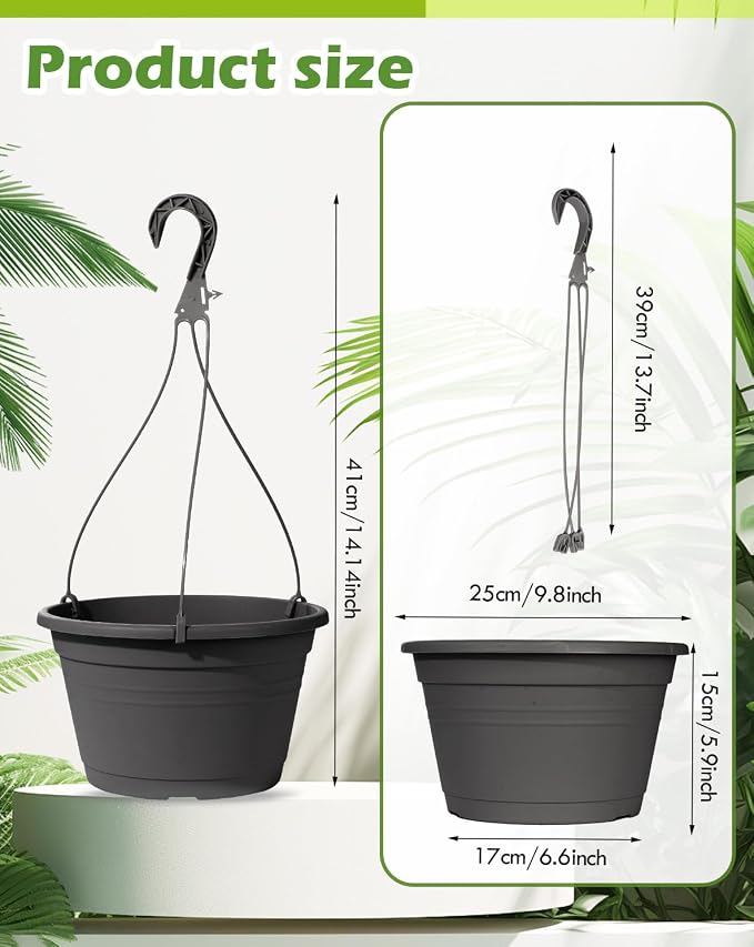 VIDELLY 4 Pcs Hanging Planters, Dark Gray - Image 2