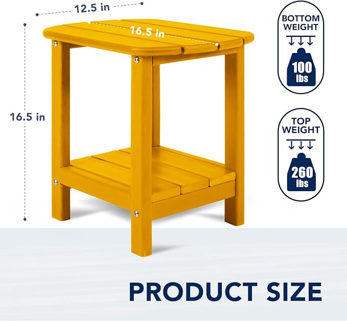 nalone Adirondack Side Table 16.5" Outdoor Side Tables HDPE Plastic Double - Image 3