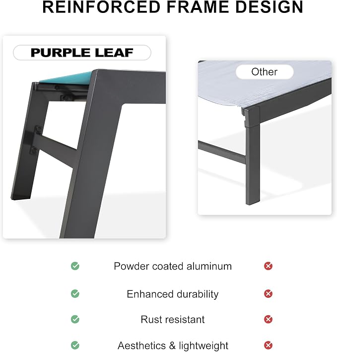PURPLE LEAF Outdoor Chaise Lounge Set of 4 Aluminum Patio Lounge Chair - Image 8
