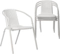 VINGLI PE Rattan Outdoor Dining Chairs Set of 4, Plastic Stackable Patio Chairs by VINGLI