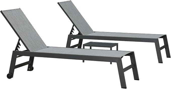 PURPLE LEAF Patio Chaise Lounge Set 4 Pieces Aluminum Outdoor Lounge Chairs - Image 7