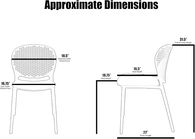 2xhome Patio Dining Chair | Modern Stackable Outdoor Pool Side Chair | Weather - Image 3