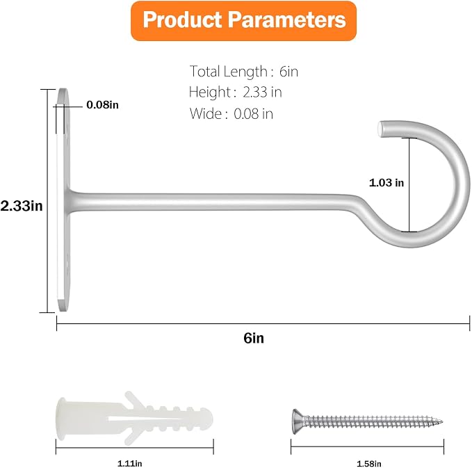 Metal Hanging Plant Hooks 6in 4Pack Decorative Wall Plant Hanger - Image 2