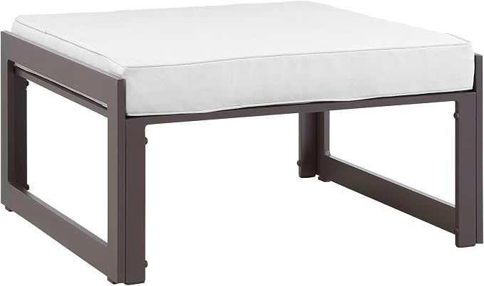 Modway Fortuna Aluminum Outdoor Patio Ottoman in Brown White by Modway