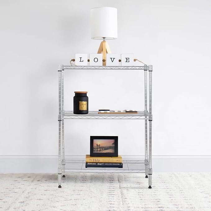 BestOffice 23Lx13.2Wx30.2H Adjustable Metal Storage Shelves 3-Tier Wire - Image 2