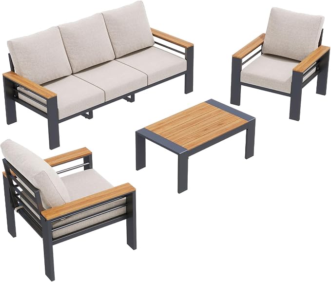 Aoxun Aluminum Outdoor Patio Furniture Set, 5 Seats Outdoor Sectional - Image 8