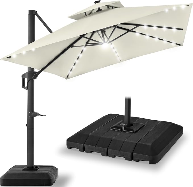 Best Choice Products 12x12ft LED Cantilever Patio Umbrella w/Base Included & by BestChoiceProducts
