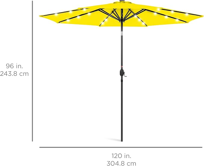 Best Choice Products 10ft Solar Polyester LED Lighted Patio Umbrella w/Tilt - Image 7