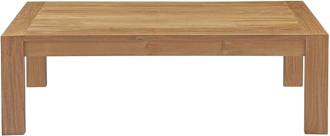 Modway Upland Teak Wood Outdoor Patio Coffee Table in Natural - Image 4