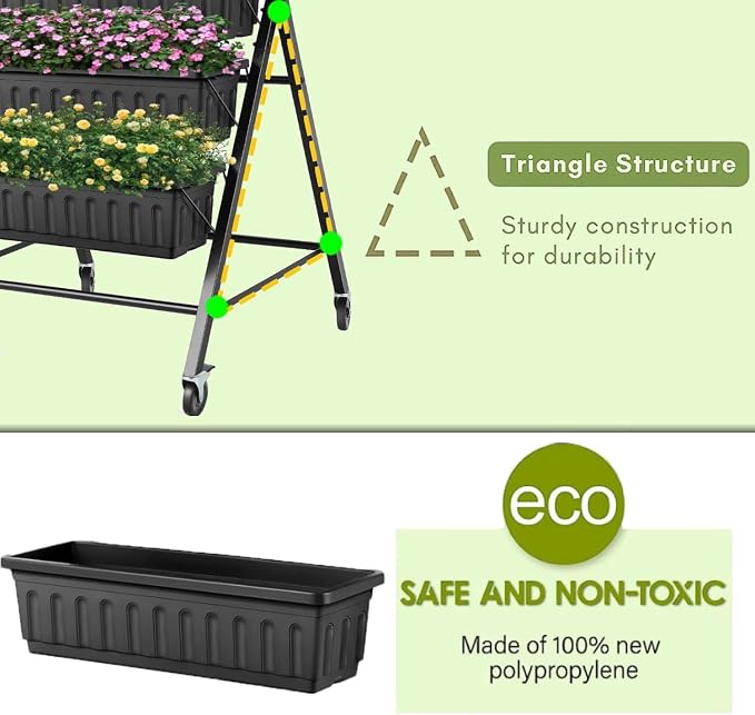 SEJOV 2 Pack Vertical Raised Garden Bed, 5-Tier Vertical Garden Planter - Image 5