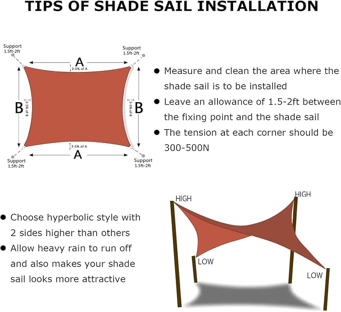 KANAGAWA 10'X10' Rust Red Custom Size Sun Shade Sail Square UV Block Canopy - Image 6