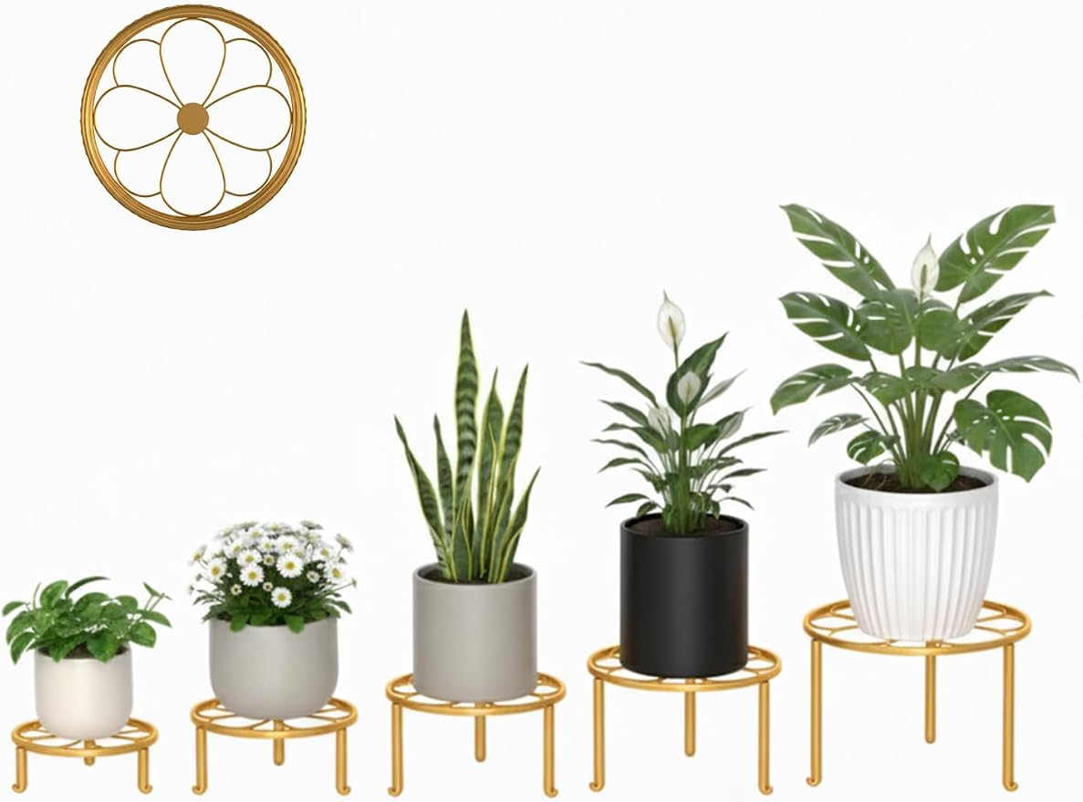 5 Pack Metal Outdoor Plant Stand Heavy Duty Plant Pot Stands - Image 2