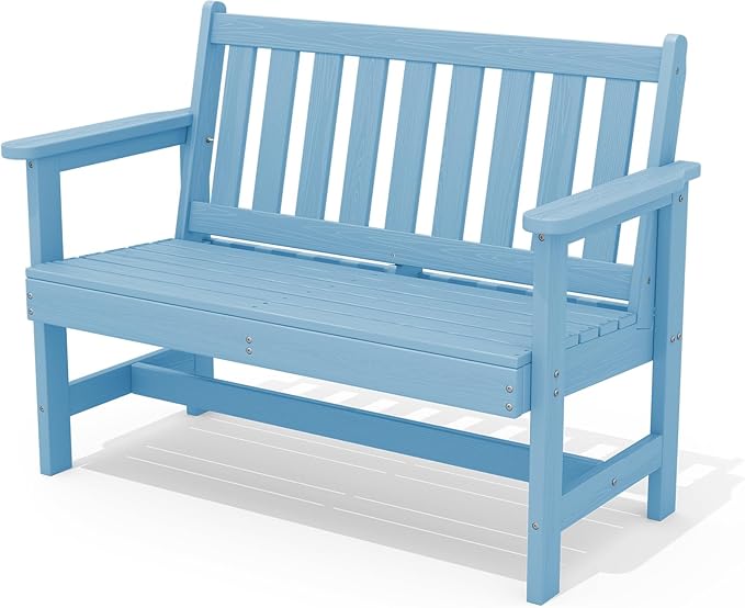 SERWALL Outdoor Bench, HDPE Outdoor Benches Weatherproof, 2-Person Garden Bench by SERWALL