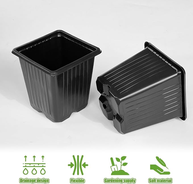 Anyumocz 100Pcs Square Plant Nursery Pots, 3.5 Inch Plastic Pots - Image 5