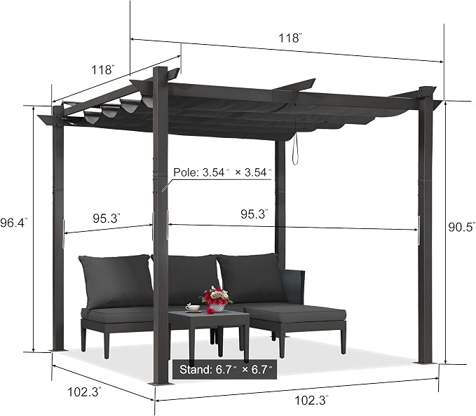 PURPLE LEAF Outdoor Retractable Pergola - Image 2