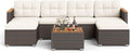 Tangkula 7 Pieces U Shape Outdoor Furniture Set, Patio Rattan Cushioned Chairs by TANGKULA