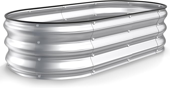 Kesfitt Raised Garden Bed, Oval Open-Bottom Design, 12-Inch Deep by Kesfitt
